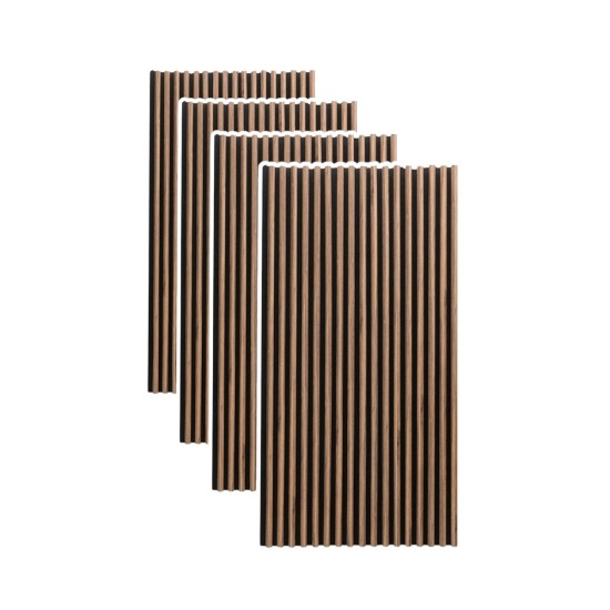 Set 4 Panouri riflaje acustice decorative, MDF si pasla, Naimeed D6781, 240x60x2.1cm, Stejar inchis Set 4 Panouri riflaje acustice decorative, MDF si pasla, Naimeed D6781, 240x60x2.1cm, Stejar inchis