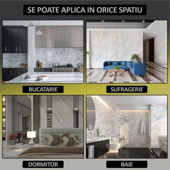 Set 6 panouri decorative autoadezive cu folie de aluminiu, efect marmura, suprafata acoperita 1.08 m², Naimeed D7126, 60x30 cm, Gri inchis Set 6 panouri decorative autoadezive cu folie de aluminiu, efect marmura, suprafata acoperita 1.08 m², Naimeed D7126, 60x30 cm, Gri inchis