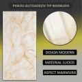 Set 6 panouri decorative autoadezive cu folie de aluminiu, efect marmura,  suprafata acoperita 1.08 m², Naimeed D7107, 60x30 cm, Crem