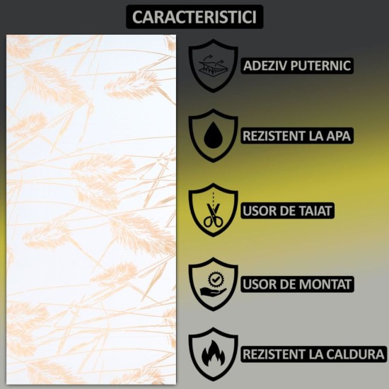 Set 6 panouri decorative autoadezive cu folie de aluminiu, efect marmura,  suprafata acoperita 1.08 m², Naimeed D7109, 60x30 cm, Alb