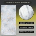 Set 6 panouri decorative autoadezive cu folie de aluminiu, efect marmura,  suprafata acoperita 1.08 m², Naimeed D7111, 60x30 cm, Gri