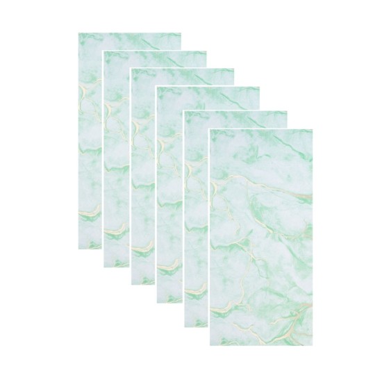 Set 6 panouri decorative autoadezive cu folie de aluminiu, efect marmura, suprafata acoperita 1.08 m², Naimeed D7122, 60x30 cm, Verde deschis