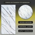 Set 6 panouri decorative autoadezive cu folie de aluminiu, efect marmura, suprafata acoperita 1.08 m², Naimeed D7123, 60x30 cm, Gri deschis