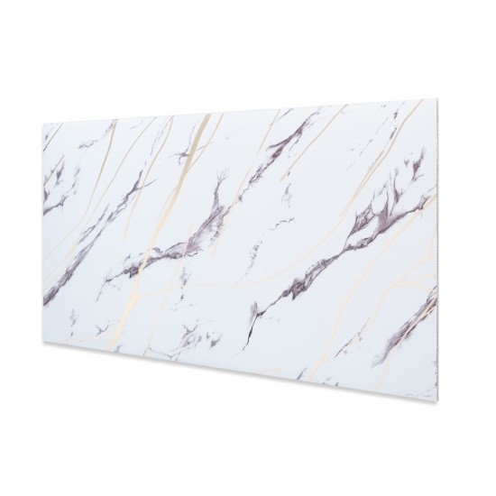 Set 6 panouri decorative autoadezive cu folie de aluminiu, efect marmura,  suprafata acoperita 1.08 m², Naimeed D7124, 60x30 cm, Alb