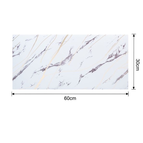 Set 6 panouri decorative autoadezive cu folie de aluminiu, efect marmura,  suprafata acoperita 1.08 m², Naimeed D7124, 60x30 cm, Alb