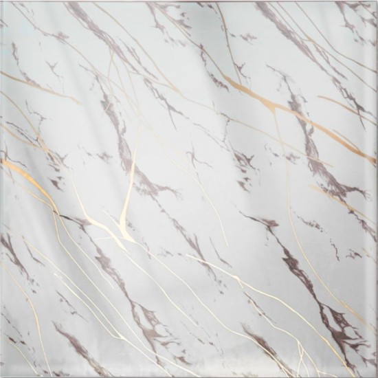 Set 6 panouri decorative autoadezive cu folie de aluminiu, efect marmura,  suprafata acoperita 1.08 m², Naimeed D7124, 60x30 cm, Alb