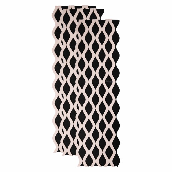 Set 3 Panouri riflaj acustic decorativ, MDF si pasla, Naimeed D6239, 240x30x1.8cm, Roz