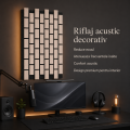 Set 5 Panouri riflaje acustice decorative, MDF si pasla, Naimeed D6776, 60x40x2.1cm, Gri