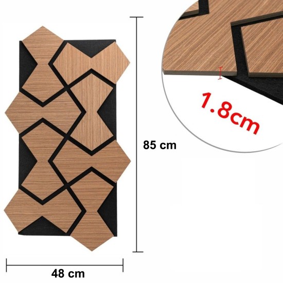 Set 5 Panouri riflaje acustice decorative, HDF si pasla, Naimeed D6753, 85x48x1.8cm, Stejar Inchis Set 5 Panouri riflaje acustice decorative, HDF si pasla, Naimeed D6753, 85x48x1.8cm, Stejar Inchis