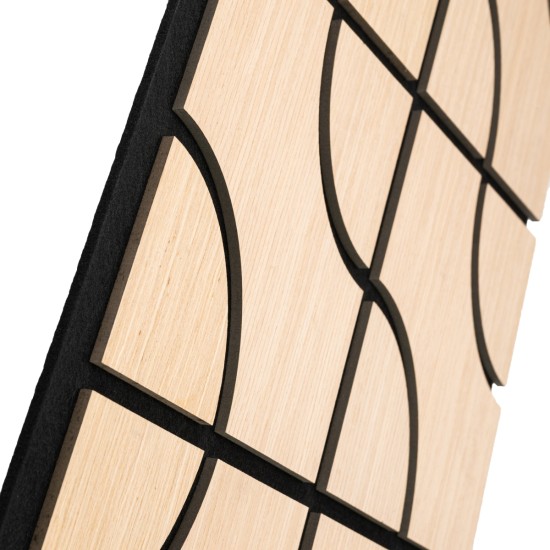 Set 5 Panouri riflaje acustice decorative, HDF si pasla, Naimeed D6758, 90x45x1.8cm, Stejar