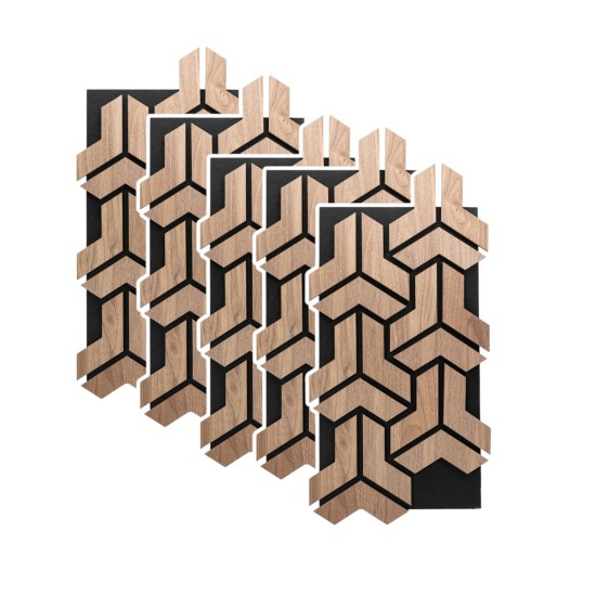 Set 5 Panouri riflaje acustice decorative, HDF si pasla, Naimeed D6760, 90x45x1.8cm, Stejar Set 5 Panouri riflaje acustice decorative, HDF si pasla, Naimeed D6760, 90x45x1.8cm, Stejar