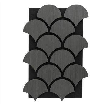 Set 5 Panouri riflaje acustice decorative, HDF si pasla, Naimeed D6762, 60x40x1.8cm, Gri