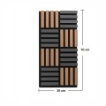 Set 5 Panouri riflaje acustice decorative, MDF si pasla, Naimeed D6772, 70x35x2.1cm, Stejar inchs/Negru