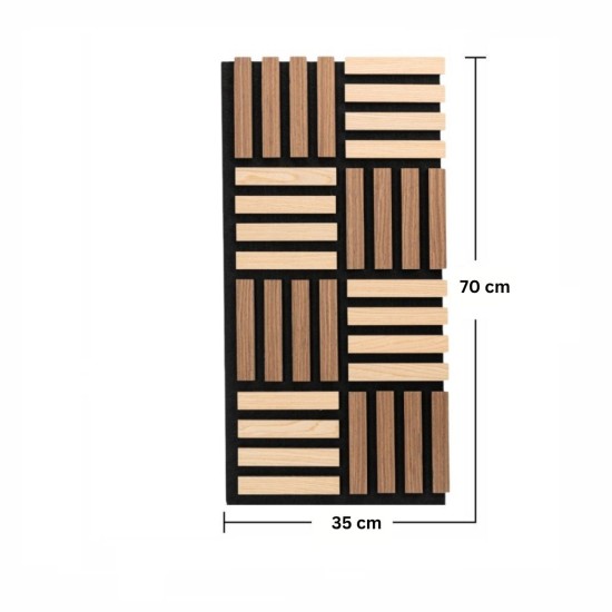 Set 5 Panouri riflaje acustice decorative, MDF si pasla, Naimeed D6773, 70x35x2.1cm, Stejar/Stejar inchis