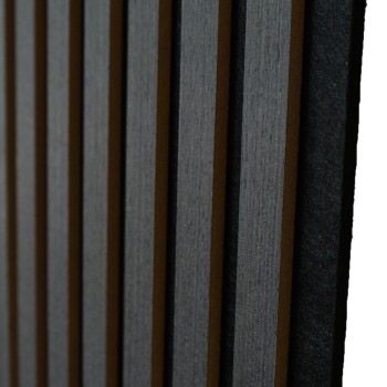 Set 6 Panouri riflaj acustic decorativ, MDF si pasla, Naimeed D7103, 270x30x1.8cm, Gri inchis