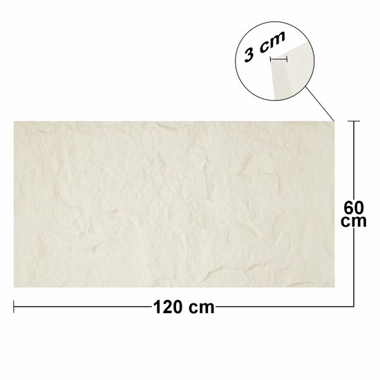 Set 4 x Panou Decorativ 3D, Naimeed D5744, ultrausor, design elegant, PU, 120 x 60 x 3 cm, Crem deschis