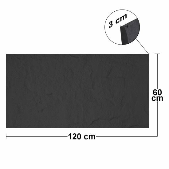 Set 4 x Panou Decorativ 3D, Naimeed D5746, ultrausor, design elegant, PU, 120 x 60 x 3 cm, Negru