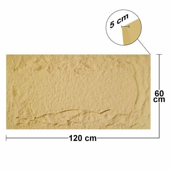 Set 6 x Panou Decorativ 3D, Naimeed D5749, ultrausor, design elegant, PU, 120 x 60 x 5 cm, Crem