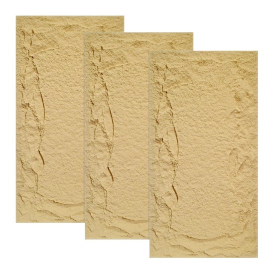 Set 3 x Panou Decorativ 3D, Naimeed D5749, ultrausor, design elegant, PU, 120 x 60 x 5 cm, Crem