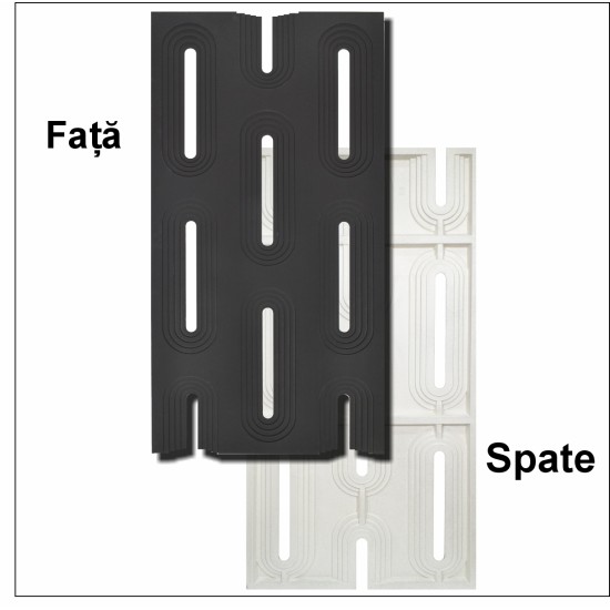 Set 8 x Panou Decorativ 3D, Naimeed D5765, ultrausor, design elegant, PU, 120 x 60 x 3 cm, Negru
