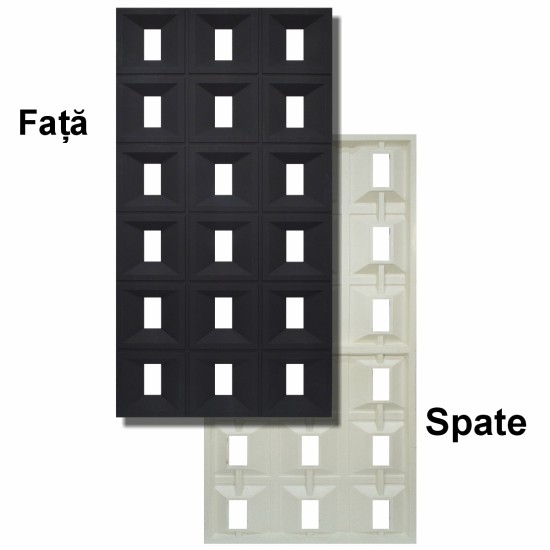 Set 8 x Panou Decorativ 3D, Naimeed D5768, ultrausor, design elegant, PU, 120 x 60 x 3 cm, Negru