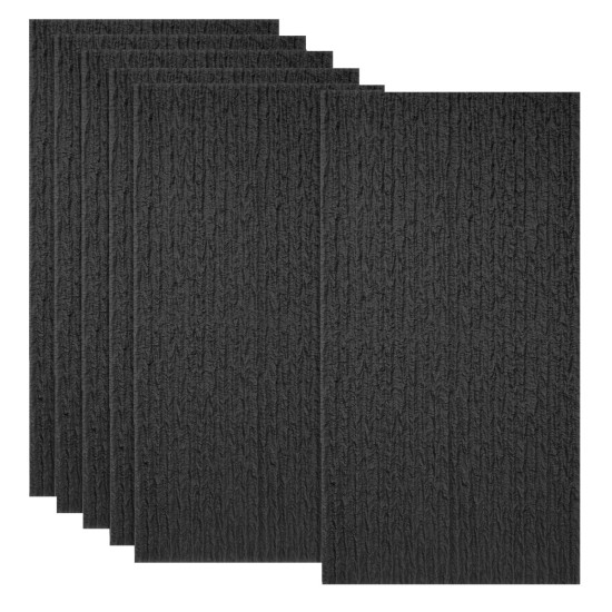 Set 6 x Panou Decorativ 3D, Naimeed D5785, ultrausor, design modern, PU, 120 x 60 x 2.5 cm, Negru