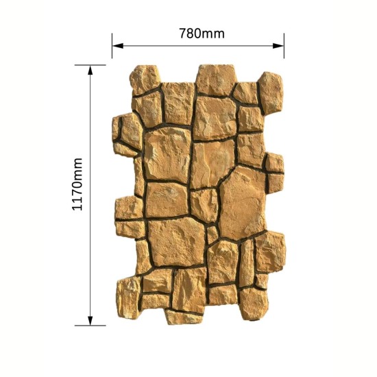 Panou decorativ 3D, efect piatră naturală, ultraușor, Naimeed D7582, pentru interior și exterior, 117x78x3cm, Bej cald