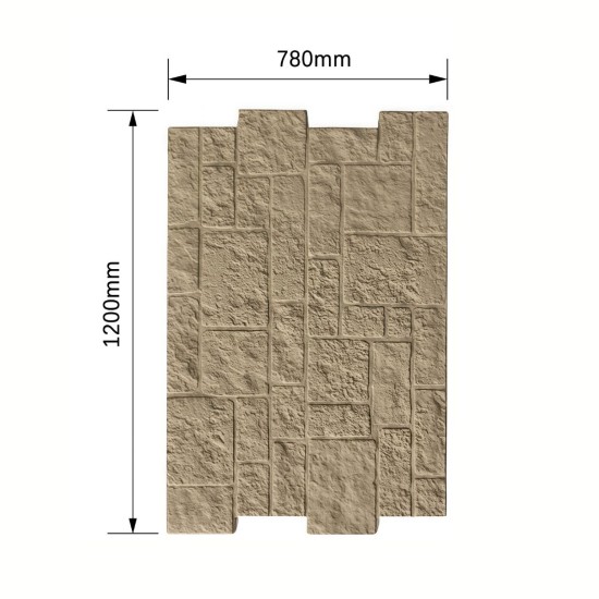 Panou decorativ 3D, efect piatră naturală, ultraușor, Naimeed D7596, pentru interior și exterior, 120x78x3cm, Bej nisipiu