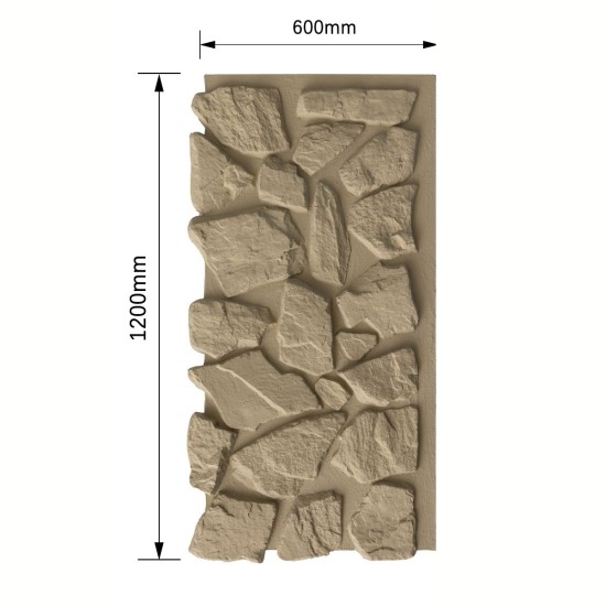 Panou decorativ 3D, efect piatră naturală, ultraușor, Naimeed D7600, pentru interior și exterior, 120x60x6cm, Bej