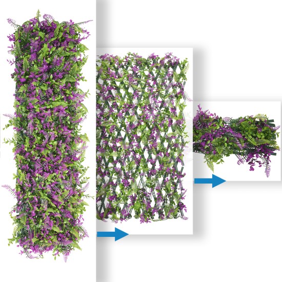 Paravan verde artificial, extensibil, Naimeed D5572, Verde/Mov