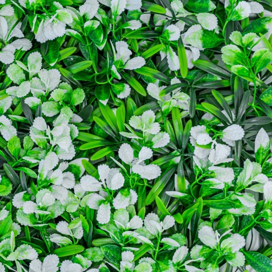 Panou din plante artificiale, cu frunze, Naimeed D5895, Alb-Verde, 600x400mm Panou din plante artificiale, cu frunze, Naimeed D5895, Alb-Verde, 600x400mm