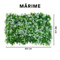Panou din plante artificiale, cu frunze, Naimeed D5895, Alb-Verde, 600x400mm Panou din plante artificiale, cu frunze, Naimeed D5895, Alb-Verde, 600x400mm
