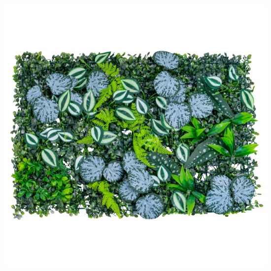 Panou din plante artificiale, cu frunze, Naimeed D5897, Verde Multicolor, 600x400mm Panou din plante artificiale, cu frunze, Naimeed D5897, Verde Multicolor, 600x400mm