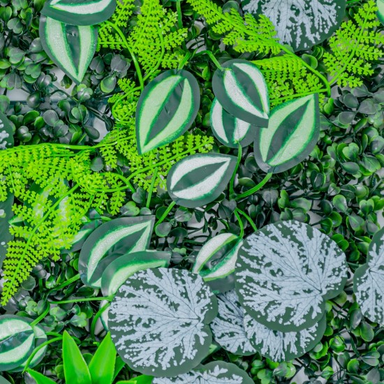 Panou din plante artificiale, cu frunze, Naimeed D5897, Verde Multicolor, 600x400mm Panou din plante artificiale, cu frunze, Naimeed D5897, Verde Multicolor, 600x400mm