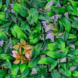 Panou din plante artificiale, cu frunze si flori, Naimeed D5898, Verde-Mov, 600x400mm