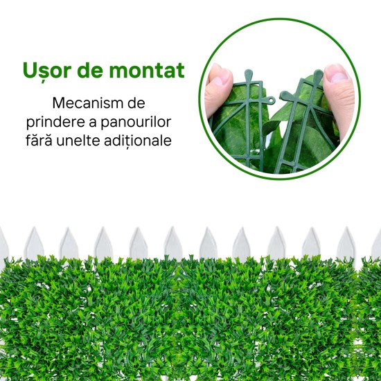 Panou din plante artificiale, cu frunze, Naimeed D5900, Verde, 600x400mm Panou din plante artificiale, cu frunze, Naimeed D5900, Verde, 600x400mm
