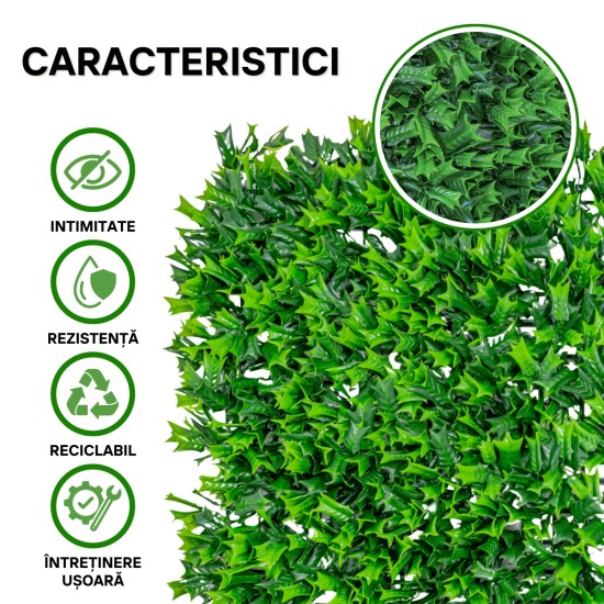 Panou din plante artificiale, cu frunze, Naimeed D5900, Verde, 600x400mm Panou din plante artificiale, cu frunze, Naimeed D5900, Verde, 600x400mm