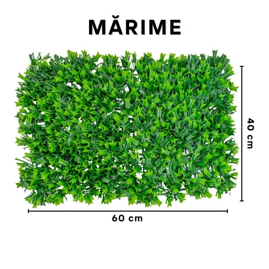 Panou din plante artificiale, cu frunze, Naimeed D5900, Verde, 600x400mm Panou din plante artificiale, cu frunze, Naimeed D5900, Verde, 600x400mm