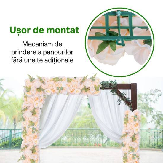 Panou din plante artificiale cu flori, Naimeed D5906, Roz Deschis, 250x100mm