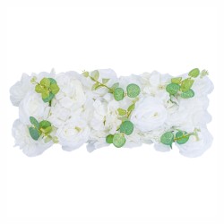 Panou din plante artificiale cu flori, Naimeed D5907, Alb, 250x100mm