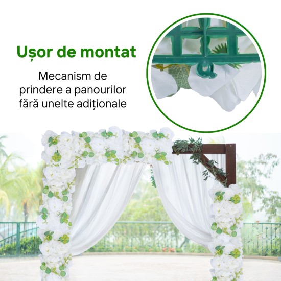 Panou din plante artificiale cu flori, Naimeed D5907, Alb, 250x100mm