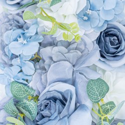 Panou din plante artificiale cu flori, Naimeed D5908, Albastru, 250x100mm