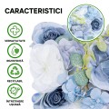Panou din plante artificiale cu flori, Naimeed D5908, Albastru, 250x100mm Panou din plante artificiale cu flori, Naimeed D5908, Albastru, 250x100mm