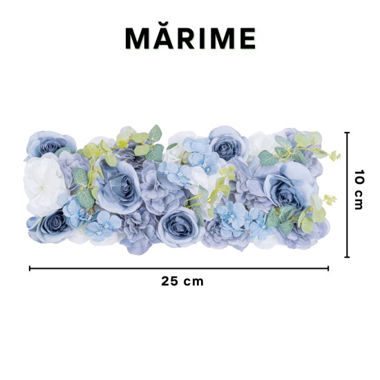 Panou din plante artificiale cu flori, Naimeed D5908, Albastru, 250x100mm Panou din plante artificiale cu flori, Naimeed D5908, Albastru, 250x100mm