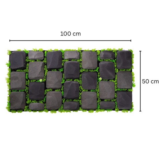 Panou din pietre artificiale, cu iarba,  Naimeed D7195, 50x100cm