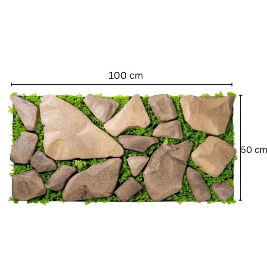 Panou din pietre artificiale, cu iarba,  Naimeed D7197, 50x100cm