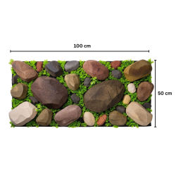 Panou din pietre artificiale, cu iarba,  Naimeed D7198, 50x100cm