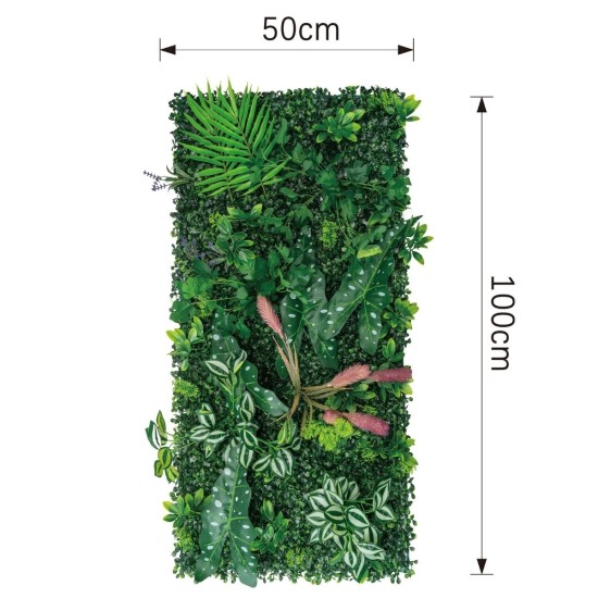 Panou din plante artificiale, cu frunze, Naimeed D7200, Verde, 50x100cm