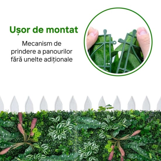 Panou din plante artificiale, cu frunze, Naimeed D7200, Verde, 50x100cm