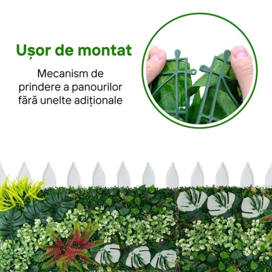 Panou din plante artificiale, cu frunze, Naimeed D7204, Verde, 50x100cm